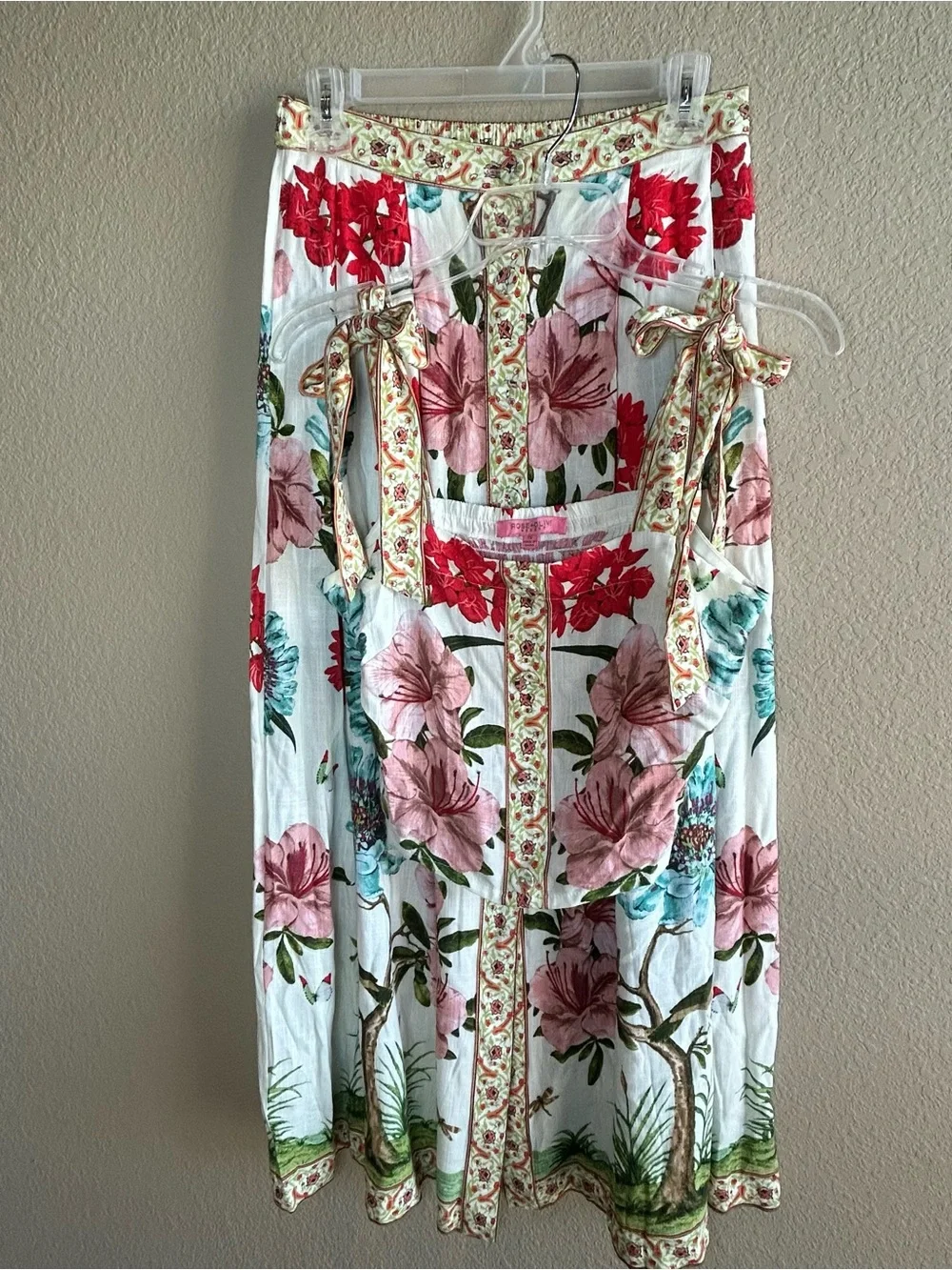 Resort Floral Two Piece Crop Top and Skirt Set Boho